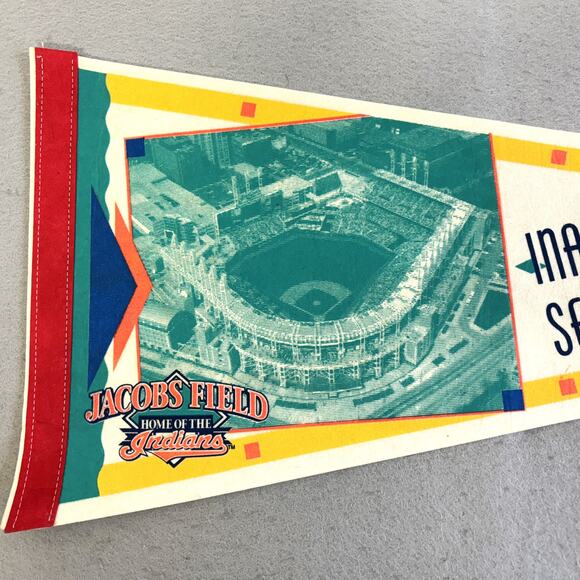 Vtg Cleveland Indians Jacobs Field 1994 Inaugural Season Pennant MLB Baseball - Picture 2 of 7